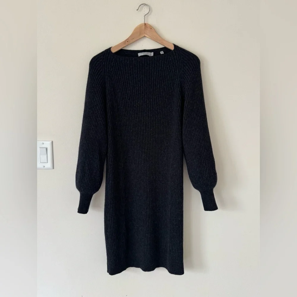 Vince Ribbed Wool Cashmere‎ Long Sleeve Dress Size Small